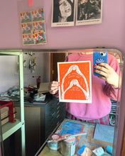 Load image into Gallery viewer, Handprinted Blockprint in Orange • You Are Also Held • Limited Edition