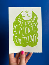 Load image into Gallery viewer, Handprinted Blockprint • “Exist” in Chartreuse
