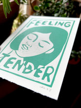 Load image into Gallery viewer, Handprinted Blockprint • “Feeling Tender” in Summer Green