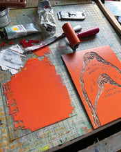 Load image into Gallery viewer, Handprinted Blockprint in Orange • You Are Also Held • Limited Edition