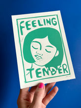Load image into Gallery viewer, Handprinted Blockprint • “Feeling Tender” in Summer Green