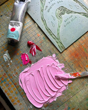 Load image into Gallery viewer, Handprinted Blockprint in Pink • You Are Also Held • Limited Edition