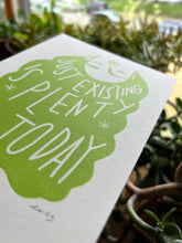Load image into Gallery viewer, Handprinted Blockprint • “Exist” in Chartreuse