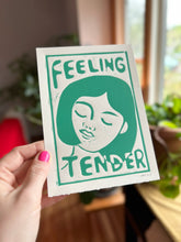 Load image into Gallery viewer, Handprinted Blockprint • “Feeling Tender” in Summer Green