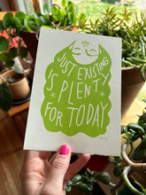 Load image into Gallery viewer, Handprinted Blockprint • “Exist” in Chartreuse
