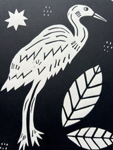 Load image into Gallery viewer, Handprinted Blockprint • Great Blue Heron in Black