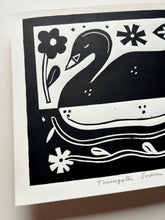 Load image into Gallery viewer, Handprinted Blockprint • Trumpeter Swan in Black