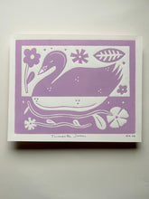 Load image into Gallery viewer, Handprinted Blockprint • Trumpeter Swan in Lavender