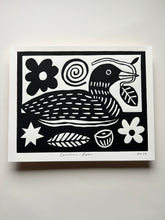 Load image into Gallery viewer, Handprinted Blockprint • Common Loon in Black