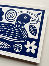 Load image into Gallery viewer, Handprinted Blockprint • Common Loon in Navy Blue