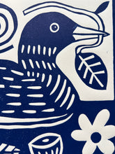 Load image into Gallery viewer, Handprinted Blockprint • Common Loon in Navy Blue