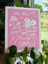 Load image into Gallery viewer, Handprinted Blockprint • To Be Loved in Pink