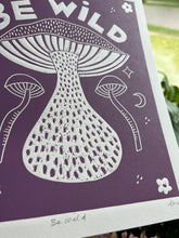 Load image into Gallery viewer, Handprinted Blockprint • Be Wild in Purple