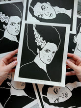 Load image into Gallery viewer, Handprinted Blockprint • Bride of Frankenstein