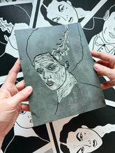 Load image into Gallery viewer, Handprinted Blockprint • Bride of Frankenstein
