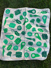 Load image into Gallery viewer, Green Veggies #2 - Naturally Dyed and Handprinted Scarf