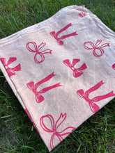 Load image into Gallery viewer, Pink Bows - Naturally Dyed and Handprinted Scarf