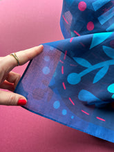 Load image into Gallery viewer, Folky Blues Cotton Scarf