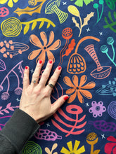 Load image into Gallery viewer, Mushrooms + Flowers Cotton Scarf