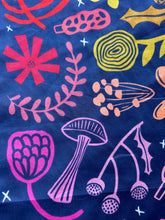 Load image into Gallery viewer, Mushrooms + Flowers Cotton Scarf