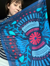 Load image into Gallery viewer, Folky Blues Cotton Scarf