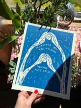 Load image into Gallery viewer, Handprinted Blockprint in Blue • You Are Also Held • Limited Edition