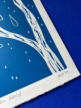 Load image into Gallery viewer, Handprinted Blockprint in Blue • You Are Also Held • Limited Edition