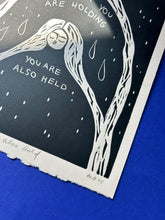 Load image into Gallery viewer, Handprinted Blockprint in Black • You Are Also Held • Limited Edition