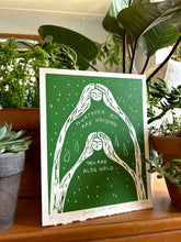 Load image into Gallery viewer, Handprinted Blockprint in Green • You Are Also Held • Limited Edition