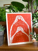 Load image into Gallery viewer, Handprinted Blockprint in Orange • You Are Also Held • Limited Edition