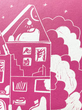 Load image into Gallery viewer, Handprinted Blockprint • Dream House in Rose Pink