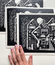 Load image into Gallery viewer, Handprinted Blockprint • Dream House in Black