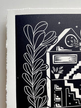 Load image into Gallery viewer, Handprinted Blockprint • Dream House in Black