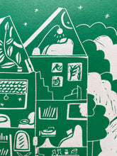 Load image into Gallery viewer, Handprinted Blockprint • Dream House in Jade Green