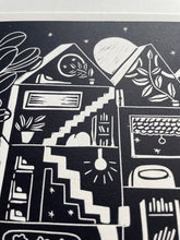 Load image into Gallery viewer, Handprinted Blockprint • Dream House in Black