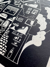 Load image into Gallery viewer, Handprinted Blockprint • Dream House in Black