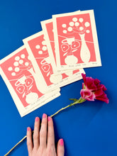 Load image into Gallery viewer, Handprinted Blockprint - “Pink Still Life” Limited Edition