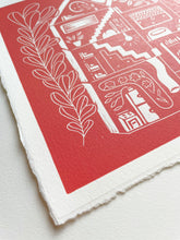 Load image into Gallery viewer, Handprinted Blockprint - Dream House in Warm Orange