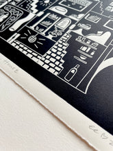 Load image into Gallery viewer, Handprinted Blockprint • Dream House in Black