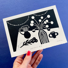 Load image into Gallery viewer, Handprinted Blockprint • At Home # 4 in Black
