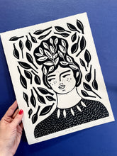 Load image into Gallery viewer, Handprinted Blockprint • Leaf Queen • Limited Edition of 8
