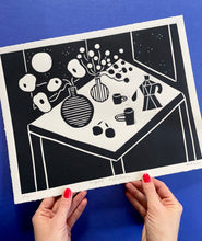 Load image into Gallery viewer, Handprinted Blockprint • Night Kitchen • Limited Edition of 12