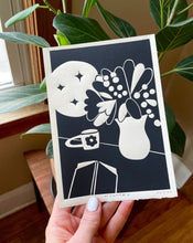 Load image into Gallery viewer, Handprinted Blockprint • At Home # 2 in Black