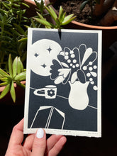 Load image into Gallery viewer, Handprinted Blockprint • At Home # 2 in Black
