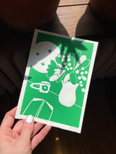 Load image into Gallery viewer, Handprinted Blockprint • At Home # 2 in Green
