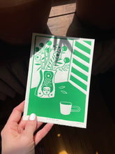 Load image into Gallery viewer, Handprinted Blockprint • At Home # 1 in Green
