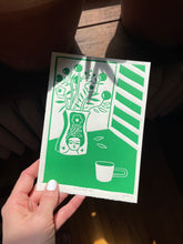 Load image into Gallery viewer, Handprinted Blockprint • At Home # 1 in Green