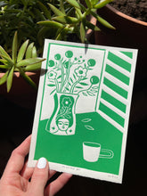 Load image into Gallery viewer, Handprinted Blockprint • At Home # 1 in Green