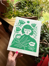 Load image into Gallery viewer, Handprinted Blockprint • “Morning Magic” in Summer Green
