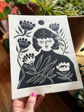 Load image into Gallery viewer, Handprinted Blockprint • “Morning Magic” in Black
